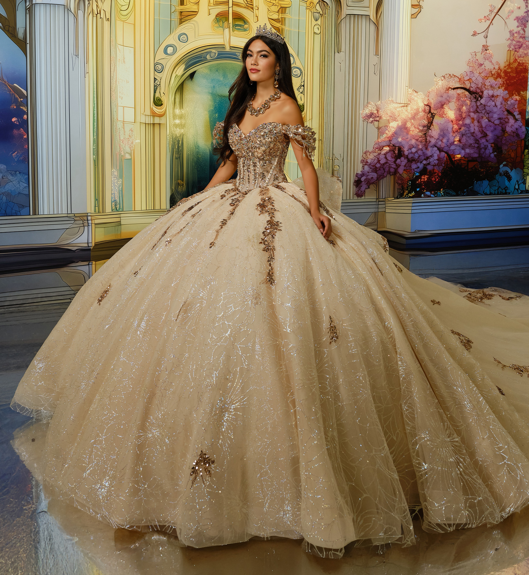 Princesa by Ariana Vara PR30191 in Champagne Gold