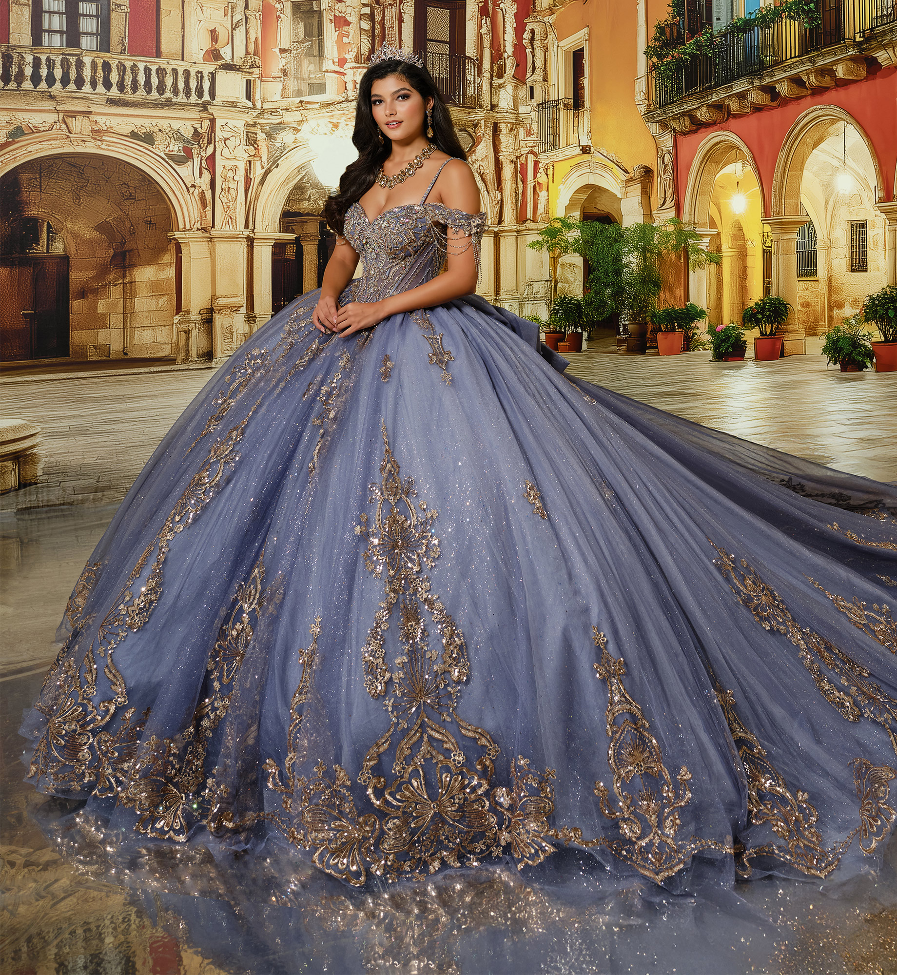 Princesa by Ariana Vara PR30198 in Slate Gold
