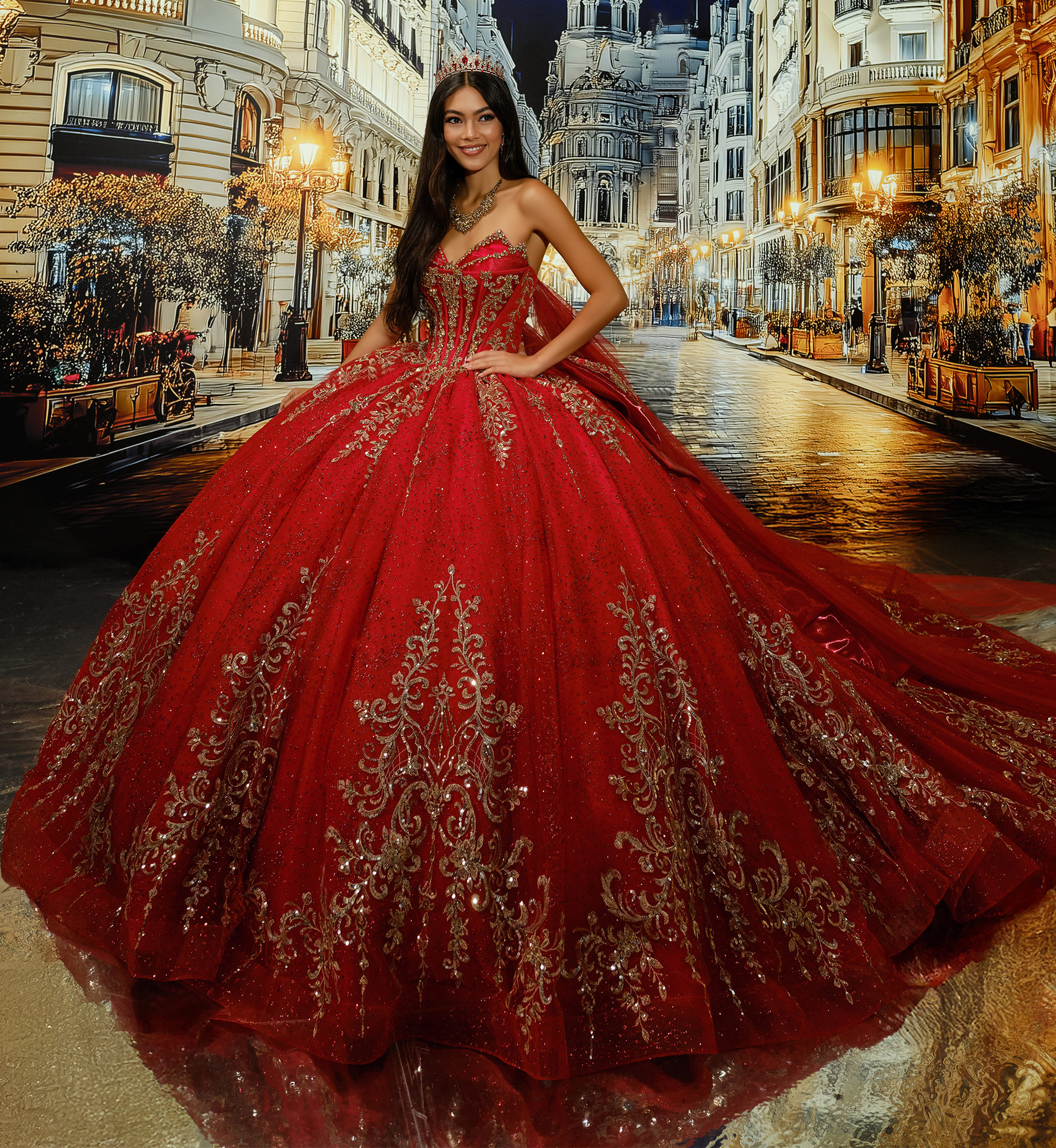 Princesa by Ariana Vara PR30222 in Red Gold