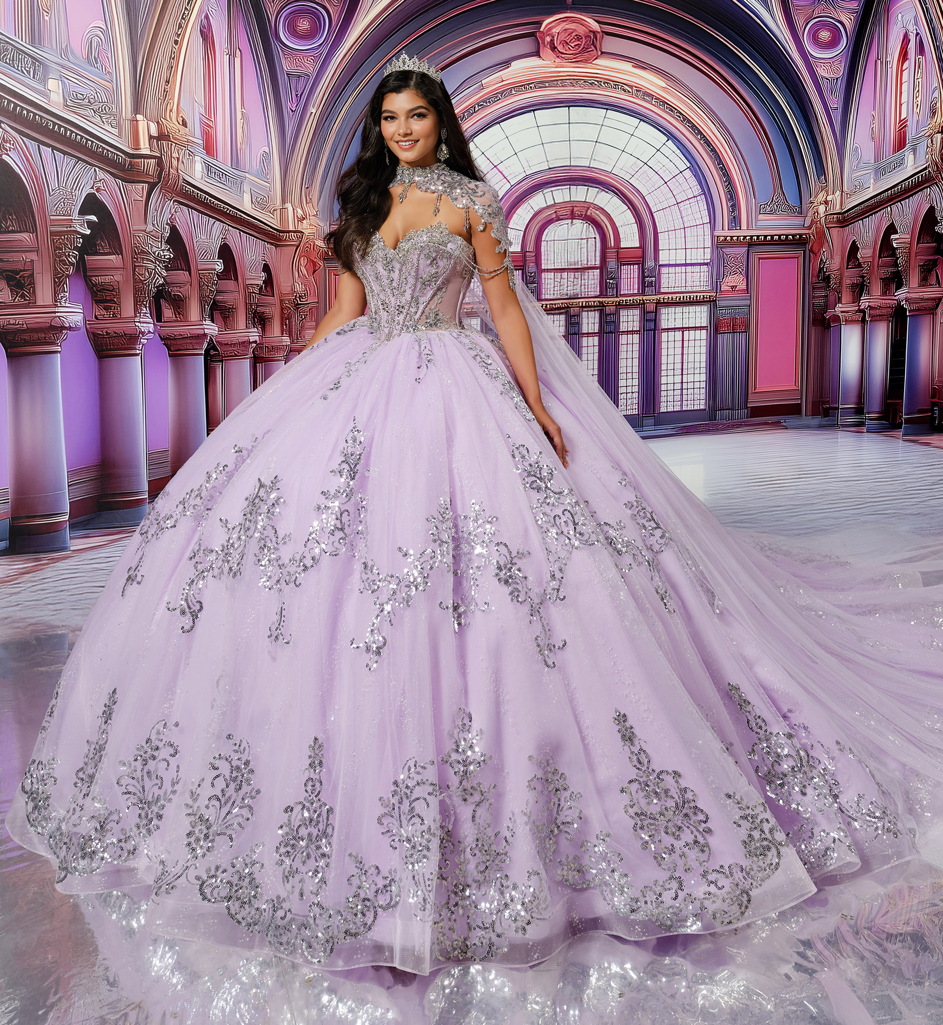 Princesa by Ariana Vara PR30223 in Lilac / Silver