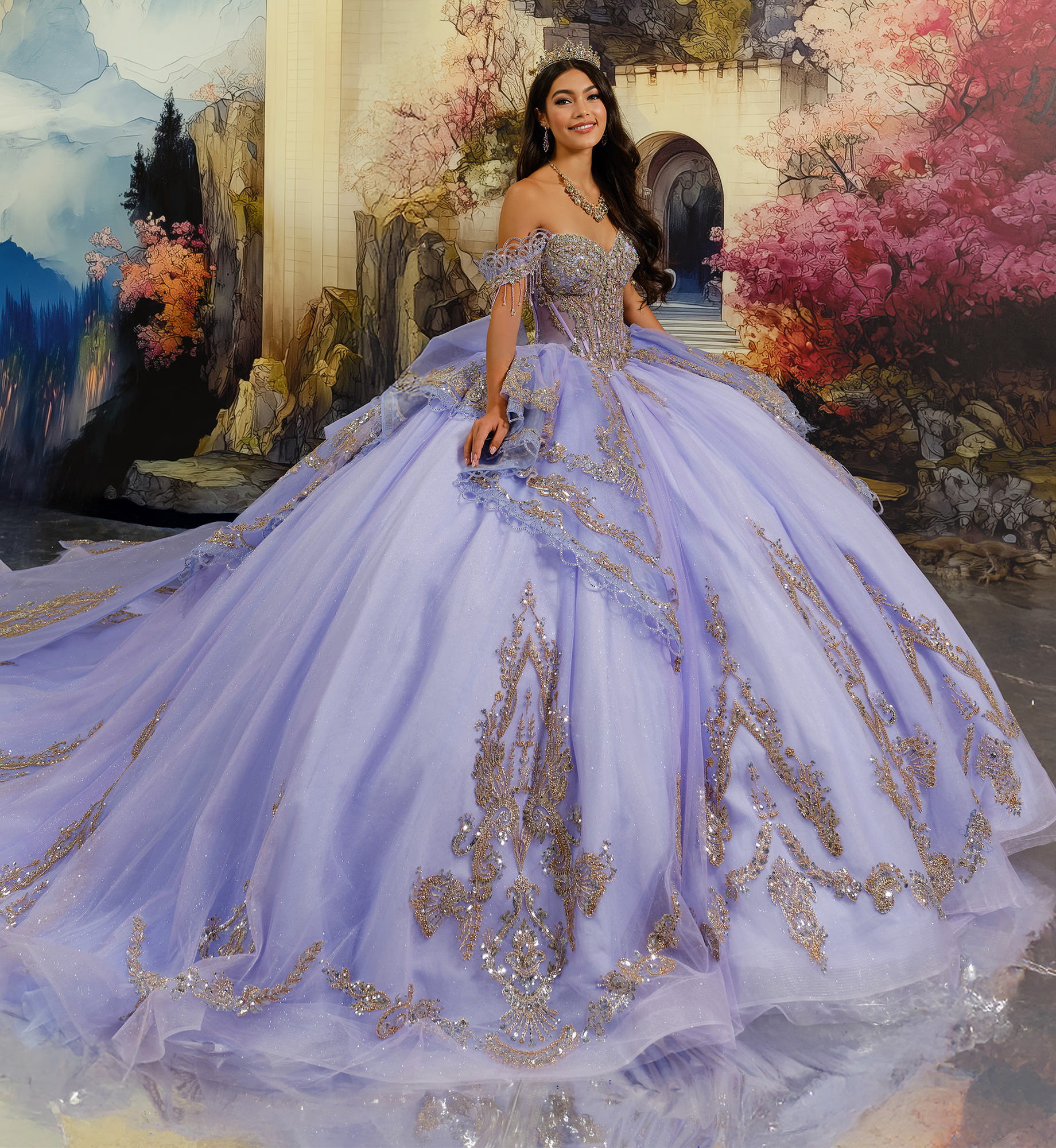 Princesa by Ariana Vara PR30226 in Lavender / Light Gold