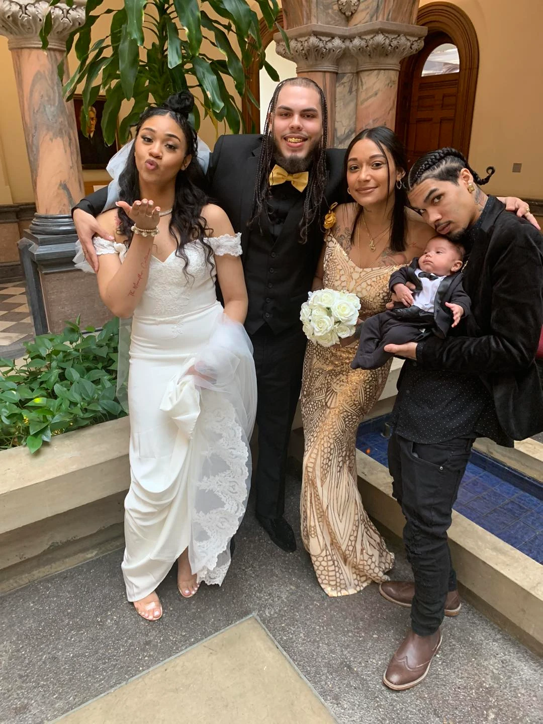 Prom group in elegant formal attire